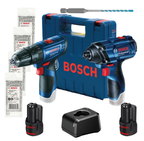 BOSCH COMBO LLAVE DE IMP 12V+TAL/ATORN C/2 BAT+40 BROCAS CONCRETO + BROCA MULTIPROPOSITO